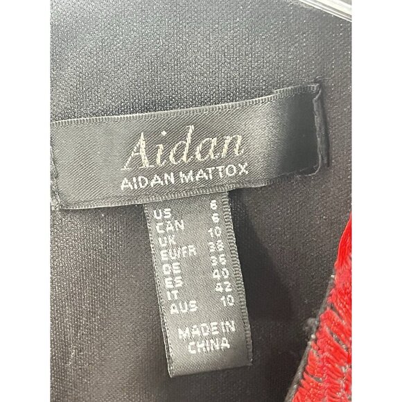 Aidan Mattox Black Velvet Floral Embroidered Dress Sz 6 Romantic Witchy Goth - Picture 4 of 6